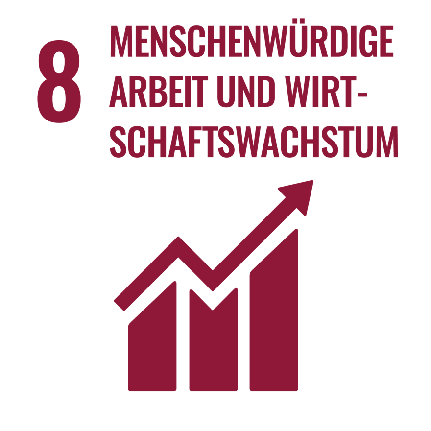 Logo SDG 8 Menschenwürdige Arbeit und Wirtschaftswachstum